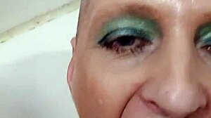 GERMAN PROSTITUTE BITCH MILF SANDRA DRINKS GOLDEN SHOWER PISS!