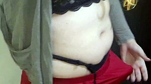 Cute Shemale Jerks Dildo Titjob with Hairy Armpits