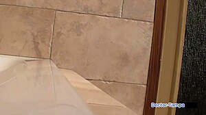 Naomi Alice locked in handcuffs backstage spreading big tits and ass for dr tampa!