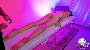 brazilian fucks young client's tight pussy during naughty massage!