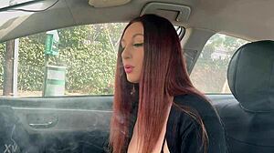 Italian Long Hair Milf Artemisia Loves Car Smoking Solo