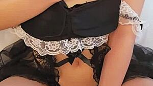 tiny asian maid strips panties spreads puffy pussy cums with vibrator