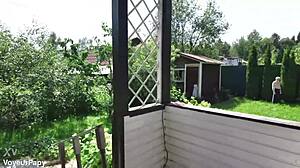 Pregnant teen's shaved ass pounded roughly outdoors as grandpa watches humiliated