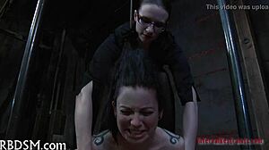 Sexy jugs clamped hardcore doggystyle spanking