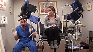 Naomi Alice locked in handcuffs backstage spreading big tits and ass for dr tampa!