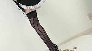 WOW, She's Crushing That Juicy Hamburger in Her Sexy Stockings!