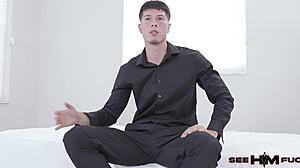 harper red worships brett maker's oiled ass feet and cock...