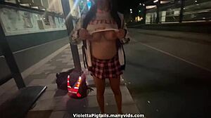 hey, check out violetta's big tits tranny ass gaping in public miniskirt