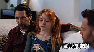 pervy stepdad trades redhead stepdaughter with social worker