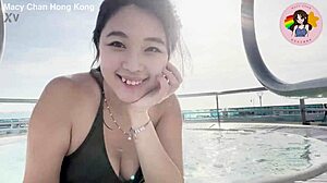 i strip slow by the pool in lingerie feeling so sexy macy chan