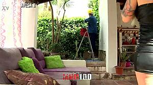 busty tattooed blonde milf trailer fuck with young plumber