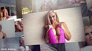 Damn, busty pornstar's huge tits soak wet t-shirt in shower!