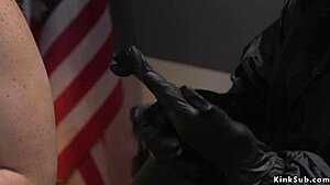 Security Guy Pounds Bound Shoplifter in Rough BDSM Bang