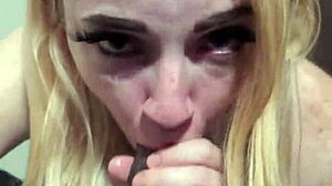 Louise Barlow sucks monster BBC balls deep swallows jizz POV