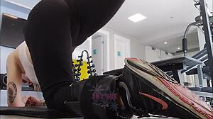 wanna see this naughty blonde flash her tight cameltoe at the gym?