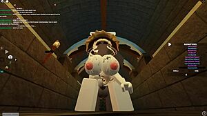 Wet tits shake as she rides anal rough doggystyle