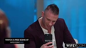 Husband Watches Wifey Vanessa Ride BBC Cowgirl While Licking Balls