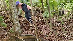 Cheating petite neighbor begs for forest creampie without getting caught.