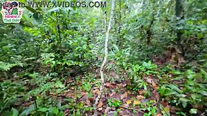 thai teen mushroom hunt ends in rough outdoor pussy fuck