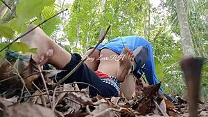 Cheating petite neighbor begs for forest creampie without getting caught.