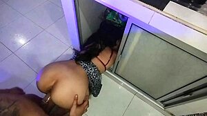 trapped latina culona lubed up fucked hard in closet