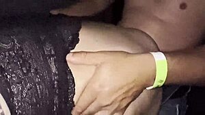 brazilian wife shoves soft cock in swingers gloryhole booth