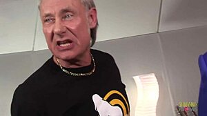 Gorgeous Brunette Stripped Naked Fucked Hard By Two Old Men Threesome