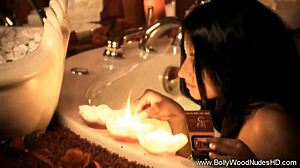 indian brunette strips teasing her curves slowly...