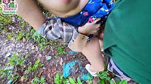 thai teen mushroom hunt ends in rough outdoor pussy fuck