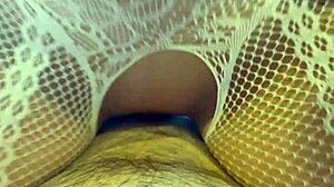 amateur couple teases with morning blowjob then cowgirl ride in fishnets