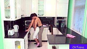 navon and mary sneak kitchen fun in her dorm after college class