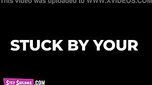 caught my sis stuck bent over... fucked her ebony ass doggystyle with spanking 😈🍑💦