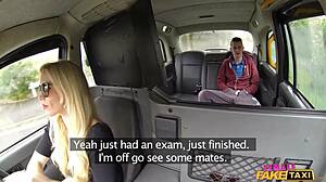 bossy blonde milf owns skinny student, cums on ass in taxi 😏