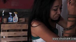 russian teen bound in bdsm ropes squirts hard while feet worshipped