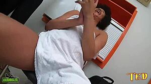 ted sneaks peeks at cristine castelary and gih rocha's big tits asses between scenes