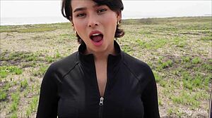 Busty Milf Rides Cock Hard In Car For Huge Cumshot Necklace!