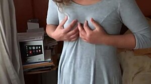 My beautiful sister-in-law flashes her huge pussy lips while I jerk off watching