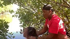 beach quickie with deepthroat and hot cumshot explosion