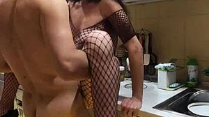 Wife gives best anal kitchen sex homemade stockings.