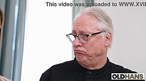 Oldhans Pounds Tight Shaved Pussy of Hot Real Estate Babe