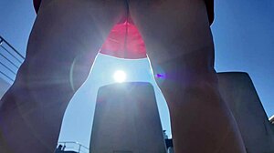 Whoa! Stepmom flashes big tits pussy on beach bus remembering stepson vacation fuck!