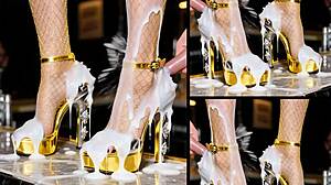 Shiny High Heels Overflowing Cum Messy Bar Counter Creampie