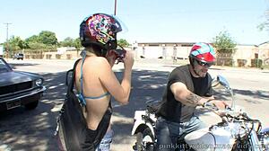 Teen Biker Chick Bent Over For Doggystyle Facial