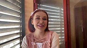 your hot redhead maid moans begging for outdoor doggystyle fuck right