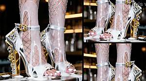 Shiny High Heels Overflowing Cum Messy Bar Counter Creampie