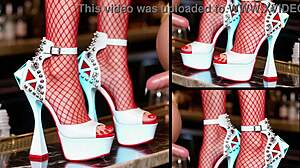 Shiny High Heels Overflowing Cum Messy Bar Counter Creampie