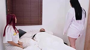 tattooed nurse rides my throbbing cock hard in hospital curing with juicy pussy and tits!