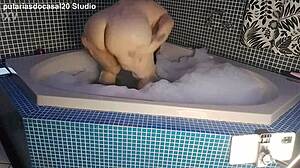 Blonde Latina Anal Fucked By Monster Cock Bathtub!