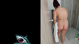 Neighbor shows off her shower sex skills