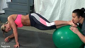 Fitness Trainer Larissa Louder Licks Smells Feet Yoga Poses